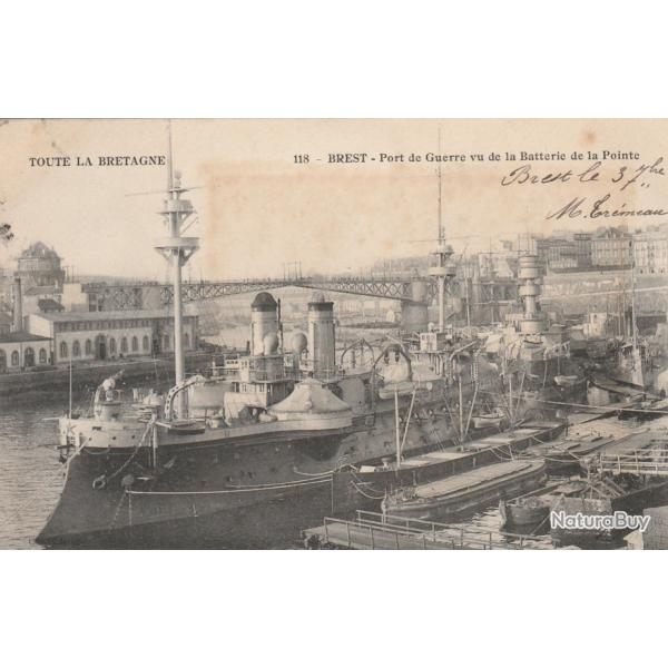 CPA - MARINE DE GUERRE - BREST -Port de Guerre vu de la Batterie de la Points N�112