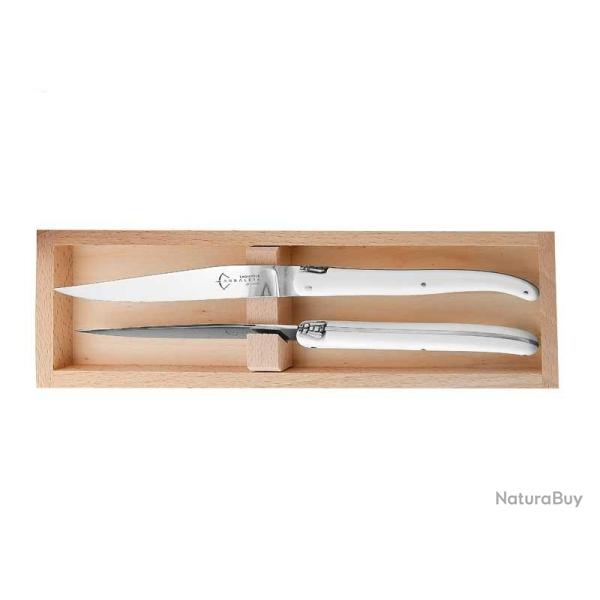 COFFRET 2 LAGUIOLE TABLE G.DAVID POM BLANC 23CM G.DAVID