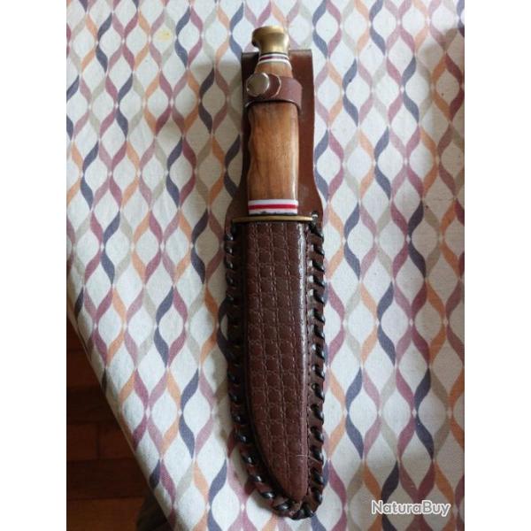 Couteau de chasse lame 15,5 cm + �tui cuir