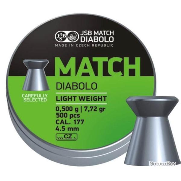 Plombs JSB Light Weight diam�tre 4.50 poids 0.500g 4.50mm