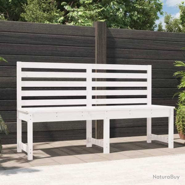 Banc de jardin blanc 157,5 cm bois massif de pin alsavelo