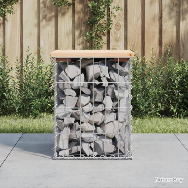 Banc de jardin design de gabion 33x31x42 cm bois massif de pin alsavelo