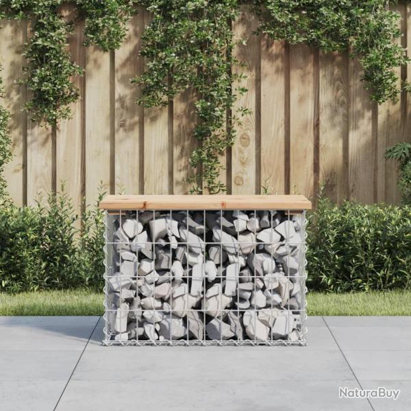 Banc de jardin design de gabion 63x31,5x42cm bois massif de pin alsavelo