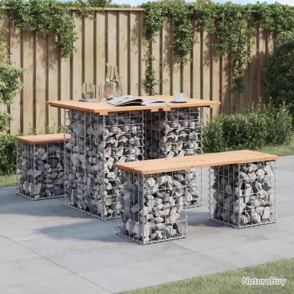Banc de jardin design de gabion 100x70x72 cm bois massif de pin alsavelo