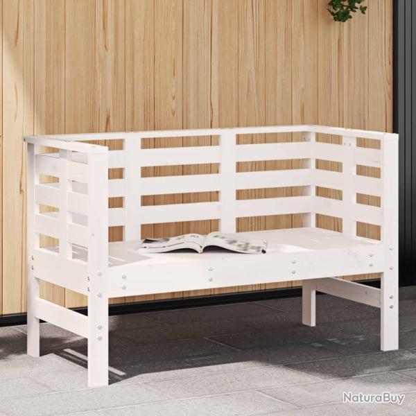 Banc de jardin blanc 111,5x53x71 cm bois massif de pin alsavelo