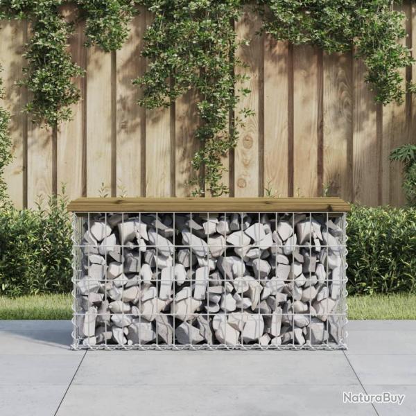 Banc de jardin design gabion 83x31,5x42 cm bois de pin impr�gn� alsavelo