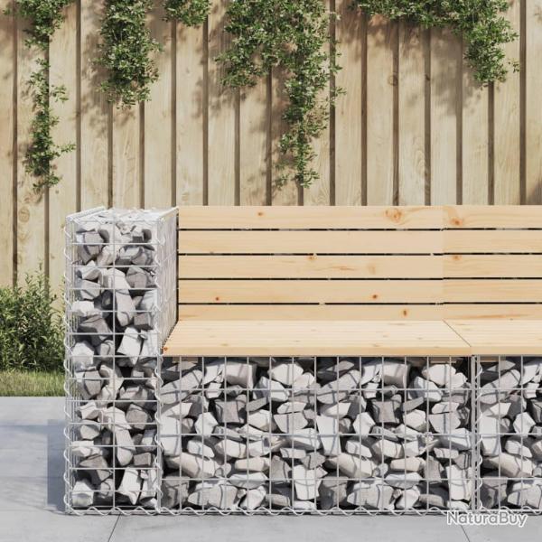 Banc de jardin design gabion 92x71x65,5 cm bois massif de pin alsavelo