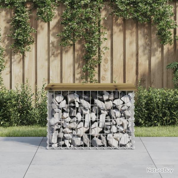 Banc de jardin design gabion 63x44x42 cm bois de pin impr�gn�