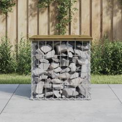 Banc de jardin design gabion 43x44x42 cm bois de pin impr&eacute;gn&eacute;