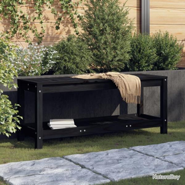 Banc de jardin noir 108x35x45 cm bois massif de pin alsavelo