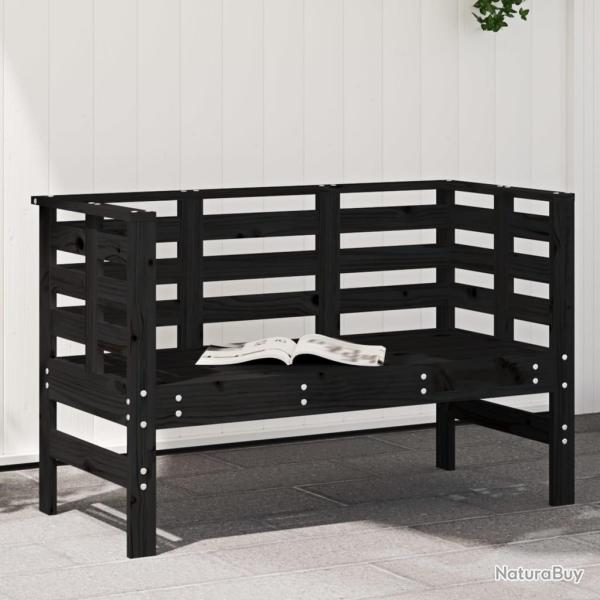 Banc de jardin noir 111,5x53x71 cm bois massif de pin alsavelo
