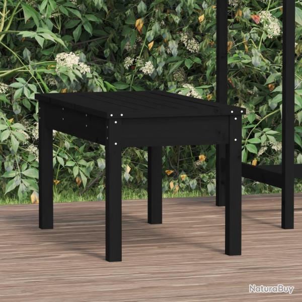 Banc de jardin noir 80x44x45 cm bois massif de pin alsavelo