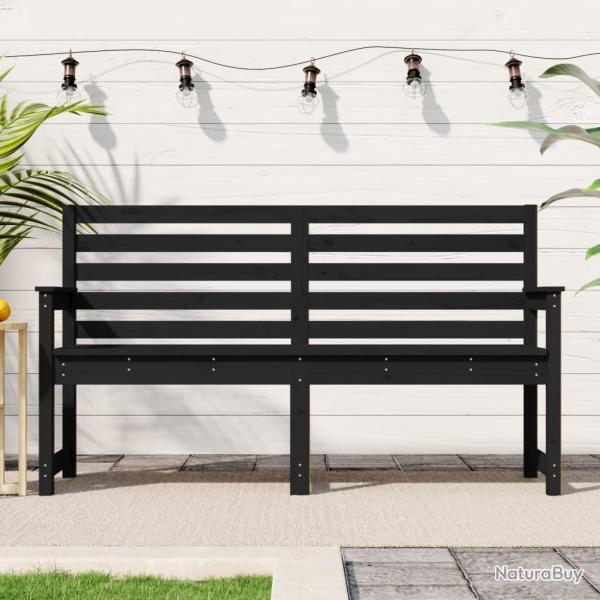 Banc de jardin noir 159,5x48x91,5 cm bois massif de pin alsavelo