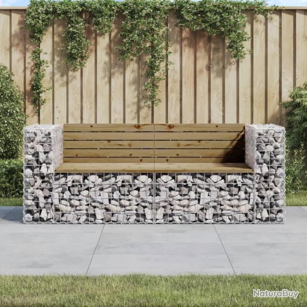 Banc de jardin design gabion 184x71x65,5cm bois de pin impr�gn�