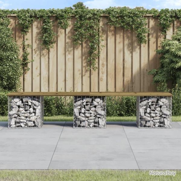 Banc de jardin design gabion 203x31x42 cm bois de pin impr�gn� alsavelo