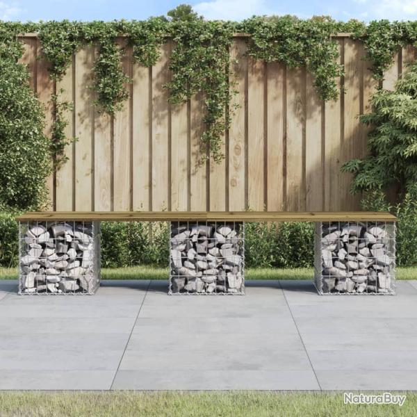 Banc de jardin design gabion 203x44x42 cm bois de pin impr�gn� alsavelo