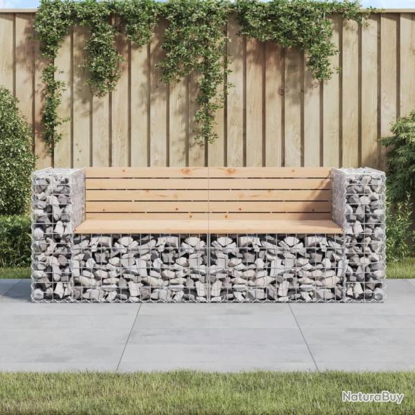 Banc de jardin design gabion 184x71x65,5 cm bois massif de pin alsavelo