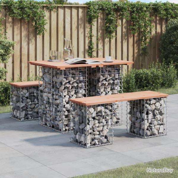 Banc de jardin design gabion 100x70x72cm bois massif de douglas alsavelo