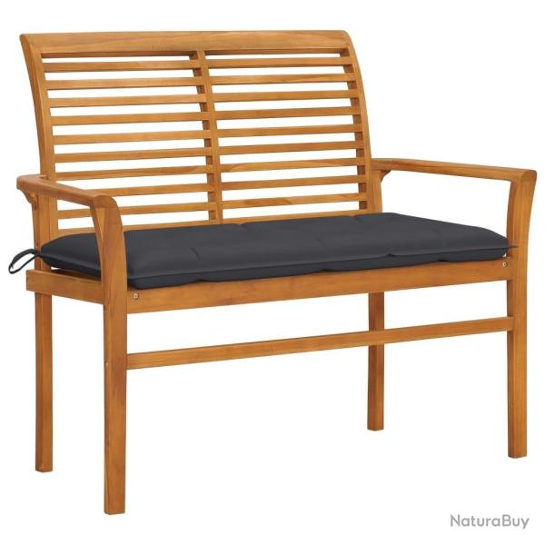 Banc de jardin et coussin anthracite 112 cm Bois de teck massif alsavelo