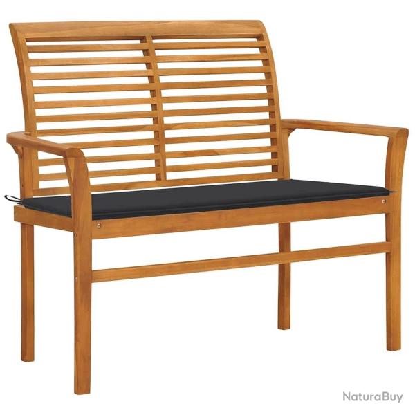 Banc de jardin et coussin anthracite 112 cm Bois de teck massif alsavelo