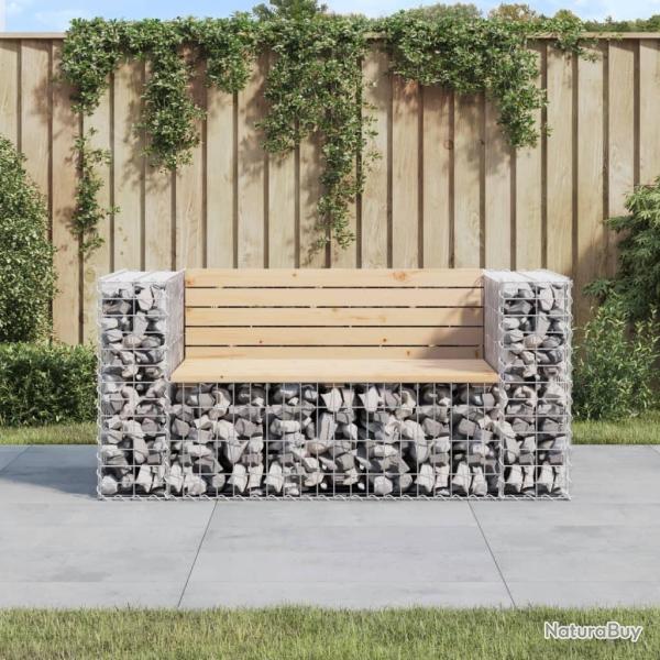 Banc de jardin design gabion 143x71x65,5 cm bois massif de pin alsavelo