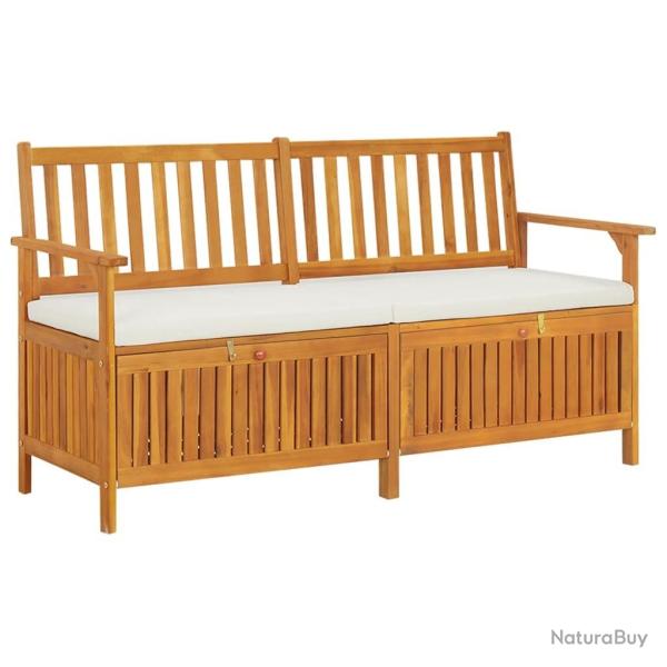 Banc de rangement avec coussin 148 cm Bois d'acacia solide alsavelo