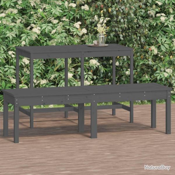 Banc de jardin � 2 places gris 159,5x44x45cm bois massif de pin alsavelo