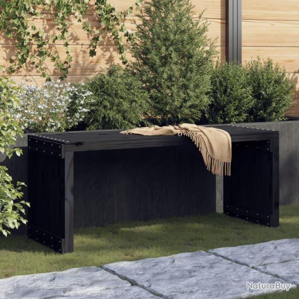 Banc de jardin extensible noir 212,5x40,5x45 cm bois massif pin alsavelo