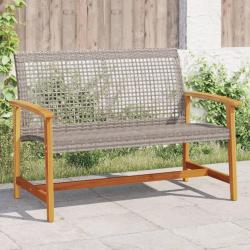 Banc de jardin gris 112 cm r&eacute;sine tress&eacute;e et bois d'acacia
