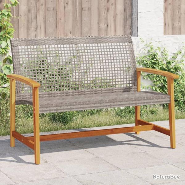 Banc de jardin gris 112 cm r�sine tress�e et bois d'acacia