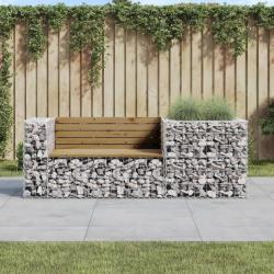Banc de jardin avec panier en gabion bois de pin impr&eacute;gn&eacute;