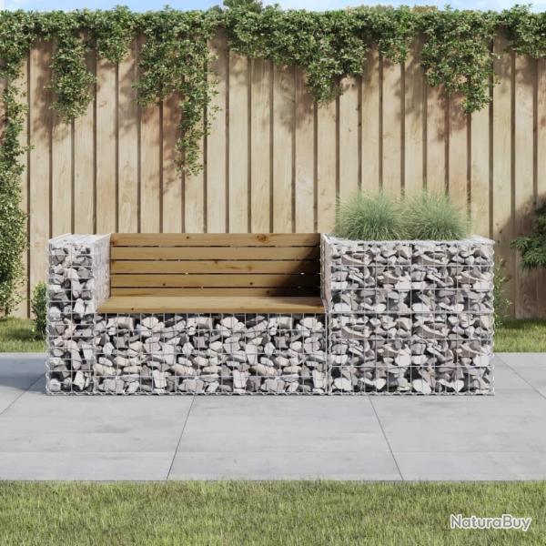 Banc de jardin avec panier en gabion bois de pin impr�gn�