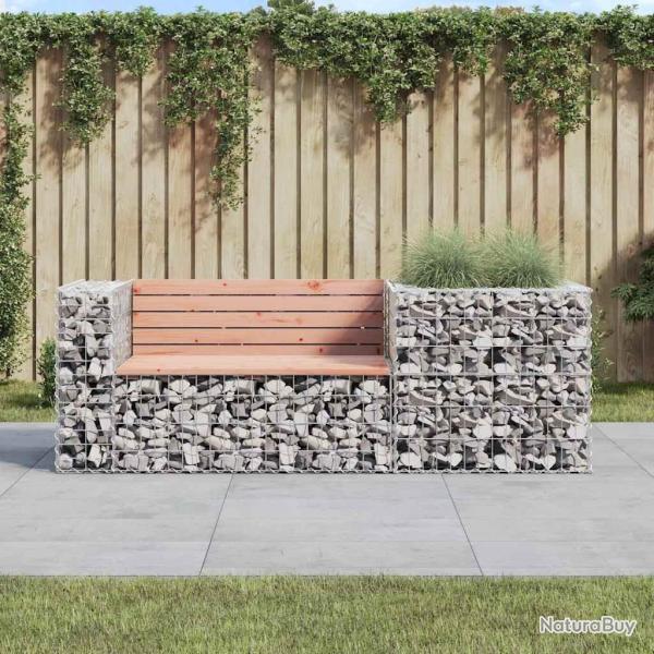 Banc de jardin avec panier en gabion bois massif de douglas alsavelo