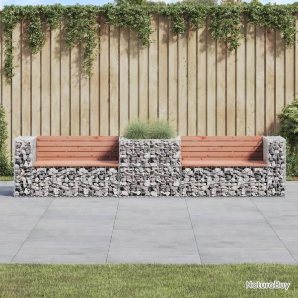 Banc de jardin avec panier en gabion bois massif de douglas alsavelo