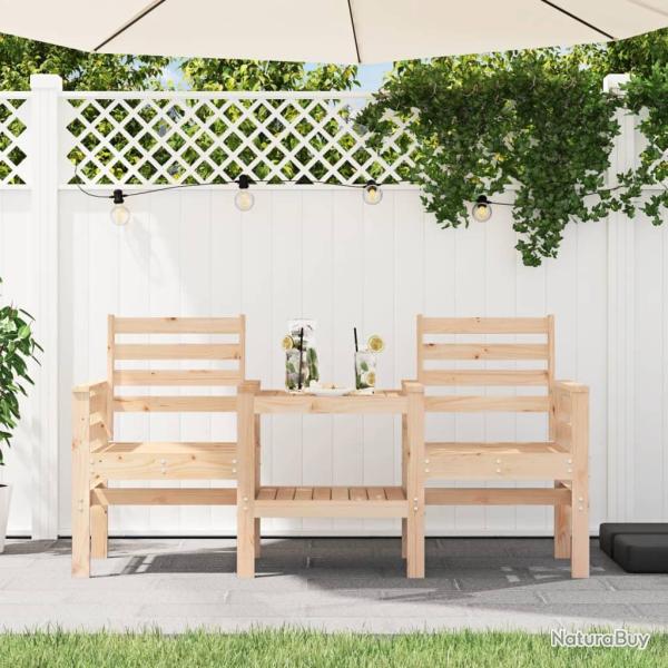 Banc de jardin avec table 2 places bois de pin massif alsavelo