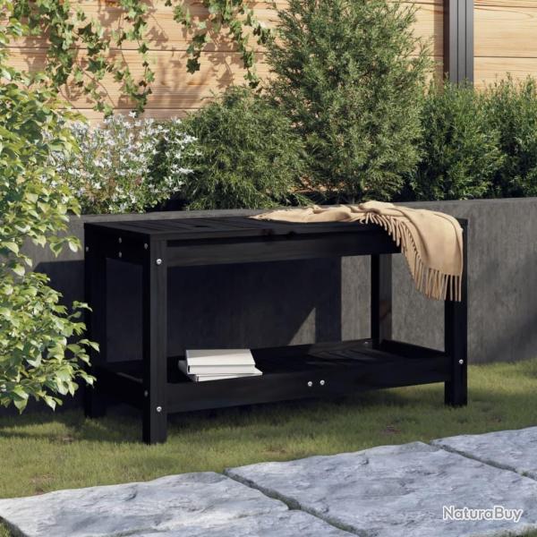 Banc de jardin noir 82,5x35x45 cm bois massif de pin alsavelo