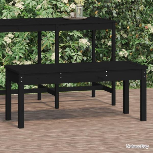 Banc de jardin noir 109x44x45 cm bois massif de pin alsavelo