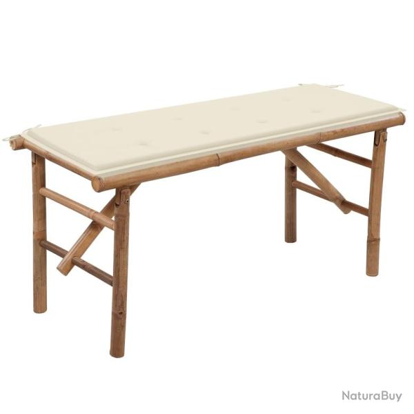 Banc de jardin pliable avec coussin 118 cm Bambou alsavelo