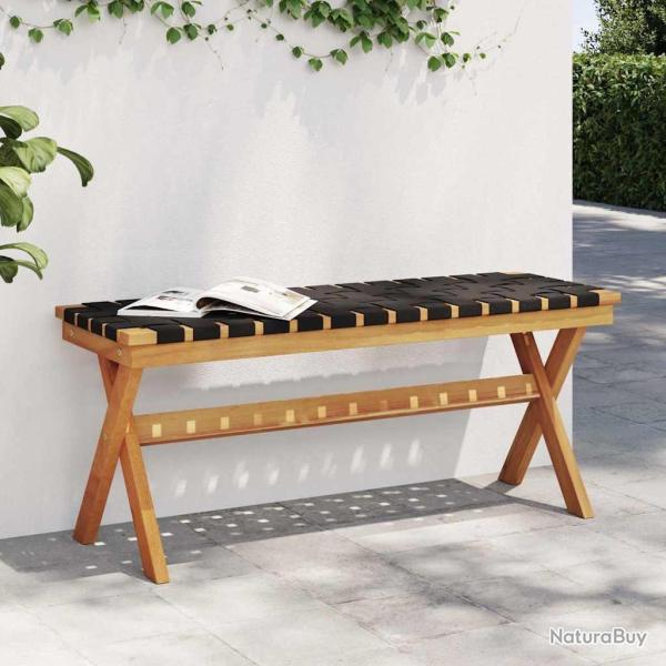 Banc de jardin noir bois massif d'acacia et tissu alsavelo