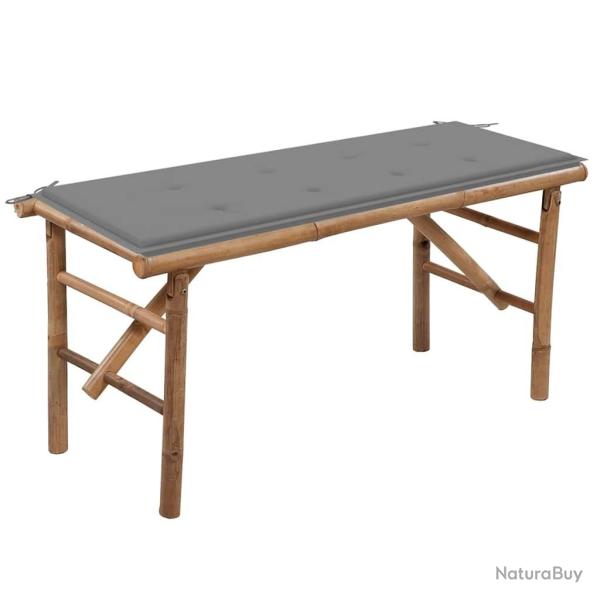 Banc de jardin pliable avec coussin 118 cm Bambou alsavelo