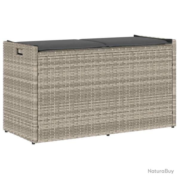 Banc de rangement ext�rieur coussin gris clair 100 cm polyrotin alsavelo