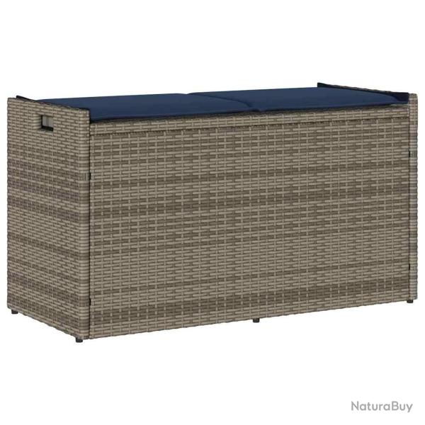 Banc de rangement ext�rieur coussin gris 100 cm r�sine tress�e alsavelo