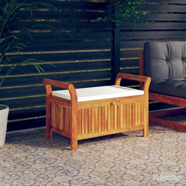 Banc de rangement de jardin avec coussin 91 cm Bois d'acacia alsavelo