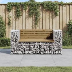 Banc de jardin design gabion 143x71x65,5cm bois de pin impr&eacute;gn&eacute;