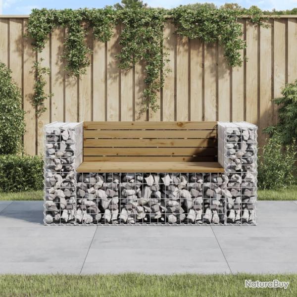 Banc de jardin design gabion 143x71x65,5cm bois de pin impr�gn� alsavelo