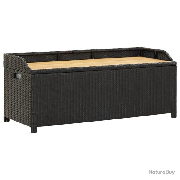 Banc de rangement de jardin 120 cm R�sine tress�e Noir alsavelo