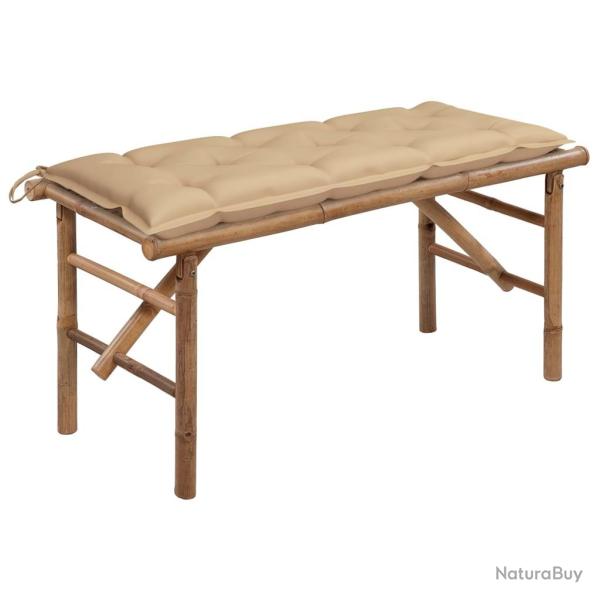 Banc de jardin pliable avec coussin 118 cm Bambou