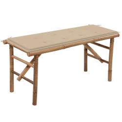 Banc de jardin pliable avec coussin 118 cm Bambou