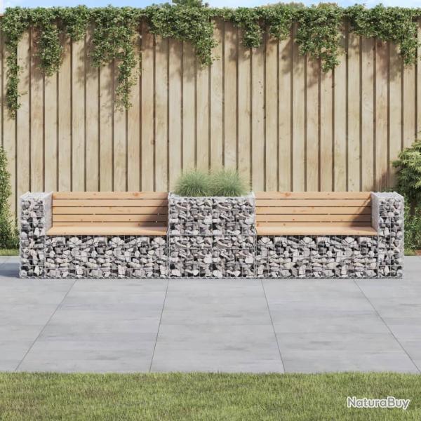 Banc de jardin avec panier en gabion bois massif de pin alsavelo