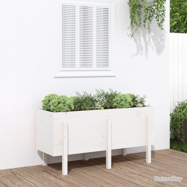 Lit surlev de jardin blanc 121x50x57 cm bois de pin massif alsavelo